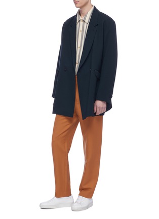 模特儿示范图 - 点击放大 - ETHOSENS - 双排扣羊毛长款西服夹克