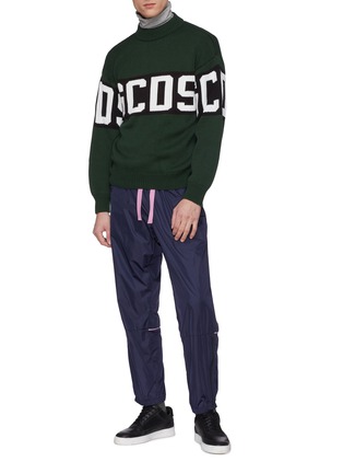 模特儿示范图 - 点击放大 - GCDS - 品牌名称粗条纹混美丽诺羊毛针织衫