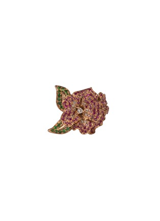 首图 - 点击放大 - CENTAURI LUCY - Hobbema沙弗莱石及蓝宝石18K金玫瑰造型单只耳环