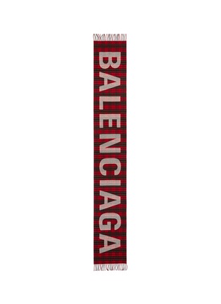 首图 - 点击放大 - BALENCIAGA - 品牌名称须边格纹羊毛围巾