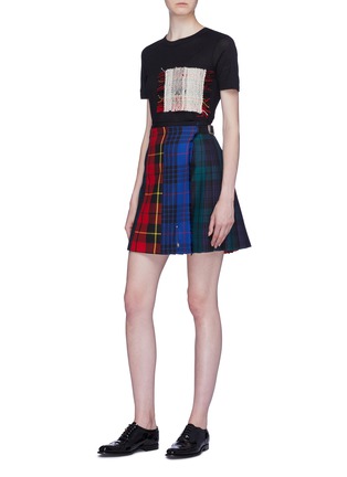模特儿示范图 - 点击放大 - Le Kilt - Mix and Match拼接设计羊毛百褶苏格兰裙