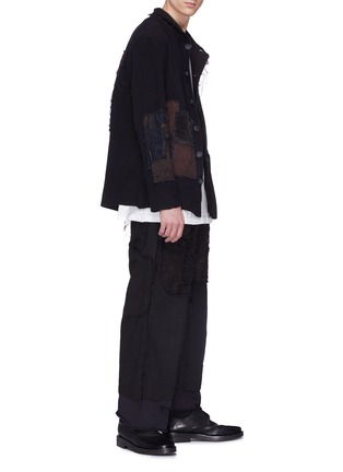 模特儿示范图 - 点击放大 - BY WALID - 缝线补丁亚麻混棉西服夹克