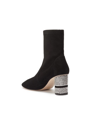 细节 - 点击放大 - STUART WEITZMAN - Flash仿水晶粗跟绒面真皮短靴