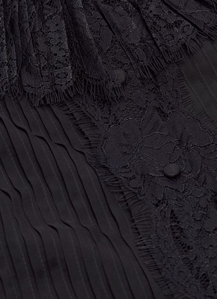 细节 - 点击放大 - ALICE + OLIVIA - Rosetta褶裥布饰蕾丝拼接百褶连衣裙