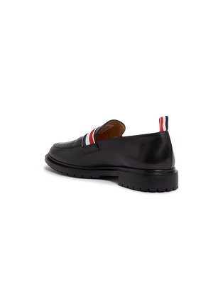 模特儿示范图 - 点击放大 - THOM BROWNE - 三色条纹搭带真皮乐福鞋