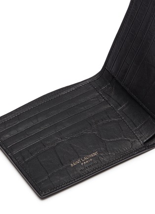 细节 - 点击放大 - SAINT LAURENT - 品牌标志鳄鱼纹绵羊皮折叠钱包