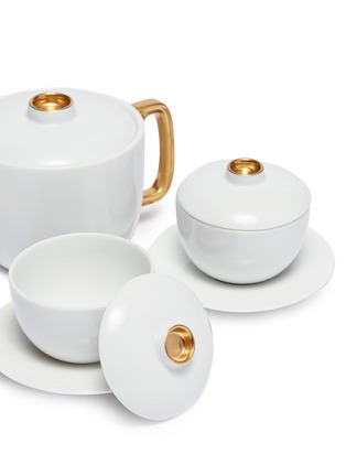 细节 –点击放大 - L'OBJET - Zen镀金陶瓷茶壶及茶杯套装－白色及金色