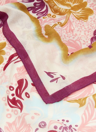 细节 –点击放大 - SHANG XIA - 花卉图案羊绒混丝方巾－复古粉色