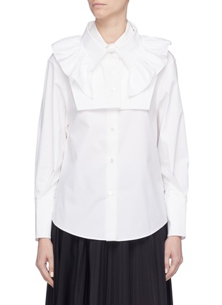 荷叶边双重衣领府绸衬衫