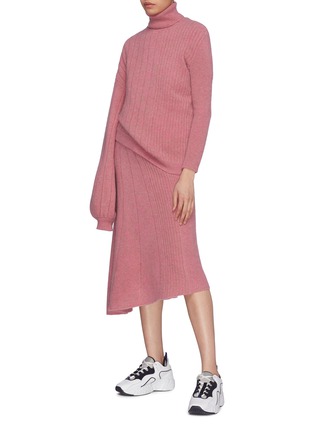 模特儿示范图 - 点击放大 - SIRLOIN - Smlkirt不对称设计羊毛混羊绒针织半裙