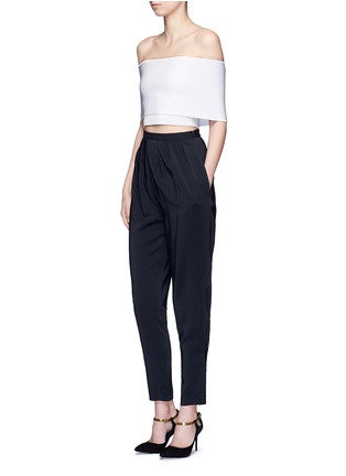 模特示范图 - 点击放大 - ROSETTA GETTY - 双层设计露肩短款弹性上衣