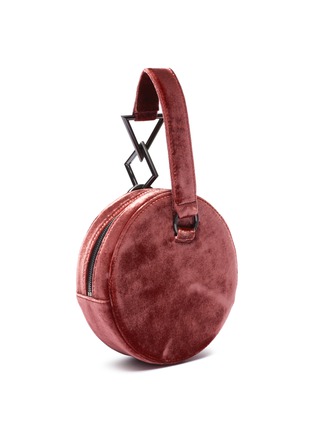 细节 - 点击放大 - TARA ZADEH  - 'Azar' geometric link strap velvet circle clutch