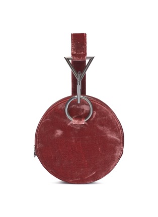 首图 - 点击放大 - TARA ZADEH  - 'Azar' geometric link strap velvet circle clutch