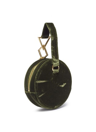 细节 - 点击放大 - TARA ZADEH  - 'Azar' geometric link strap velvet circle clutch