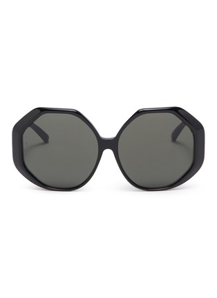 首图 - 点击放大 - LINDA FARROW - Oversize六边形板材镜框太阳眼镜