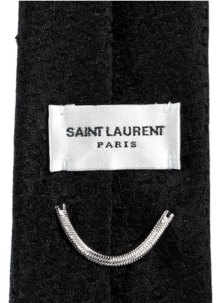 细节 - 点击放大 - SAINT LAURENT - 豹纹图案真丝窄领带