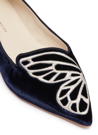 细节 - 点击放大 - SOPHIA WEBSTER - Bibi Butterfly蝴蝶翅膀刺绣天鹅绒平底鞋