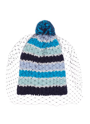 BERNSTOCK SPEIRS | Pompom veil stripe knit beanie | NAVY  display picture 1