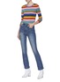 模特儿示范图 - 点击放大 - ALICE + OLIVIA - Rhodes彩虹条纹混羊毛短款针织上衣