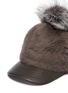 细节 - 点击放大 - KARL DONOGHUE - 狐毛毛球小羊皮毛一体棒球帽