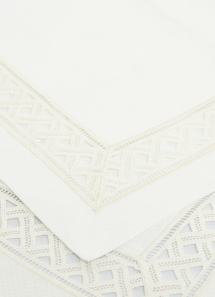 细节 –点击放大 - FRETTE - Lozence Lace加大双人床镂空菱格蕾丝围边纯棉四件套－奶白色