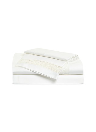 首图 –点击放大 - FRETTE - Lozence Lace加大双人床镂空菱格蕾丝围边纯棉四件套－奶白色