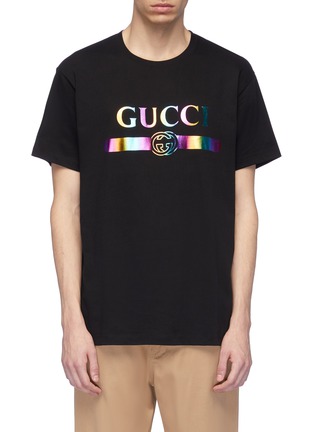首图 - 点击放大 - GUCCI - 彩虹效果品牌标志oversize T恤