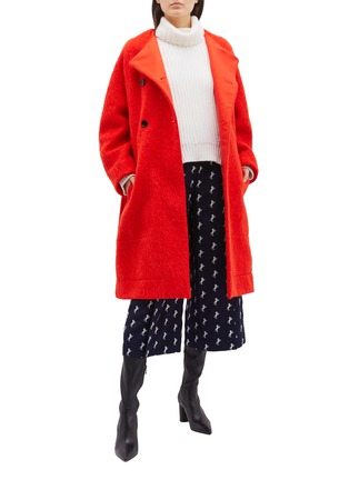 模特儿示范图 - 点击放大 - CHLOÉ - 系带双排扣混羊毛大衣