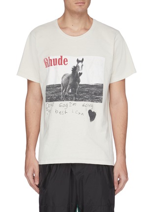 首图 - 点击放大 - RHUDE - 马匹照片标语印花T恤