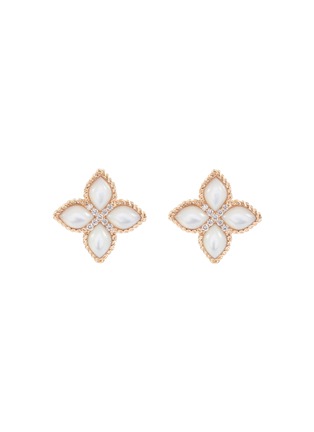 首图 - 点击放大 - ROBERTO COIN - Princess Flower珍珠钻石红宝石18k玫瑰金花卉耳环