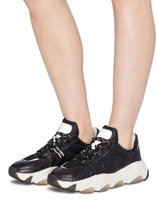 模特儿示范图 - 点击放大 - ASH - Extreme真皮拼接网眼布oversize运动鞋