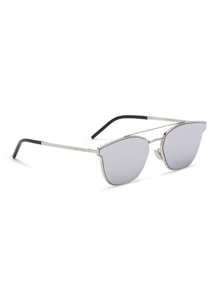 模特儿示范图 - 点击放大 - SAINT LAURENT - Classic 28双鼻梁金属镜框太阳眼镜