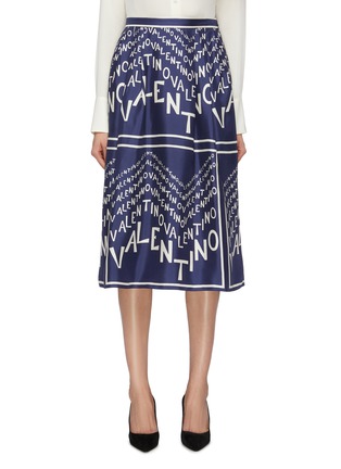首图 - 点击放大 - VALENTINO GARAVANI - 品牌名称折纹真丝半裙