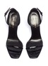 细节 - 点击放大 - SAINT LAURENT - Opyum 85品牌名称造型鞋跟漆皮搭带凉鞋