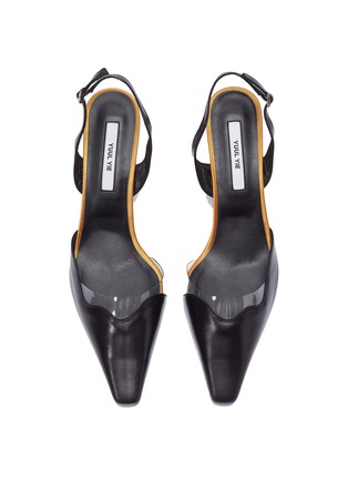 细节 - 点击放大 - YUUL YIE - 'Lissom' PVC panel wavy leather slingback pumps