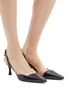 模特儿示范图 - 点击放大 - YUUL YIE - 'Lissom' PVC panel wavy leather slingback pumps