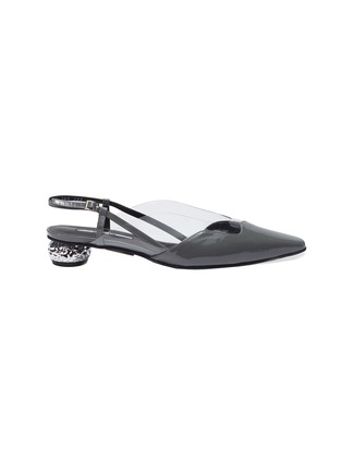 首图 - 点击放大 - YUUL YIE - 'Dewy' PVC panel wavy leather slingback pumps