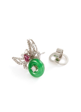 细节 - 点击放大 - SAMUEL KUNG - Diamond gemstone jadeite mismatched stud earrings