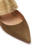 细节 - 点击放大 - AQUAZZURA - Rendez Vous金属感圆环绒面真皮低跟穆勒鞋
