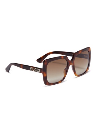 模特儿示范图 - 点击放大 - GUCCI - 仿水晶品牌名称琥珀方框太阳眼镜