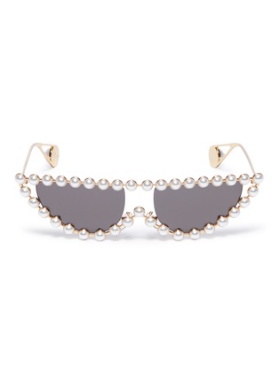首图 - 点击放大 - GUCCI - 人造珍珠猫眼金属框太阳眼镜