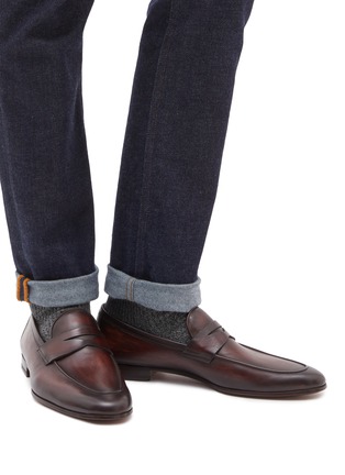 模特儿示范图 - 点击放大 - MAGNANNI - Leather penny loafers