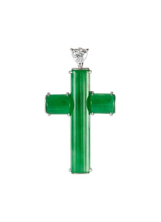 首图 - 点击放大 - SAMUEL KUNG - Diamond jade 18k white gold cross pendant