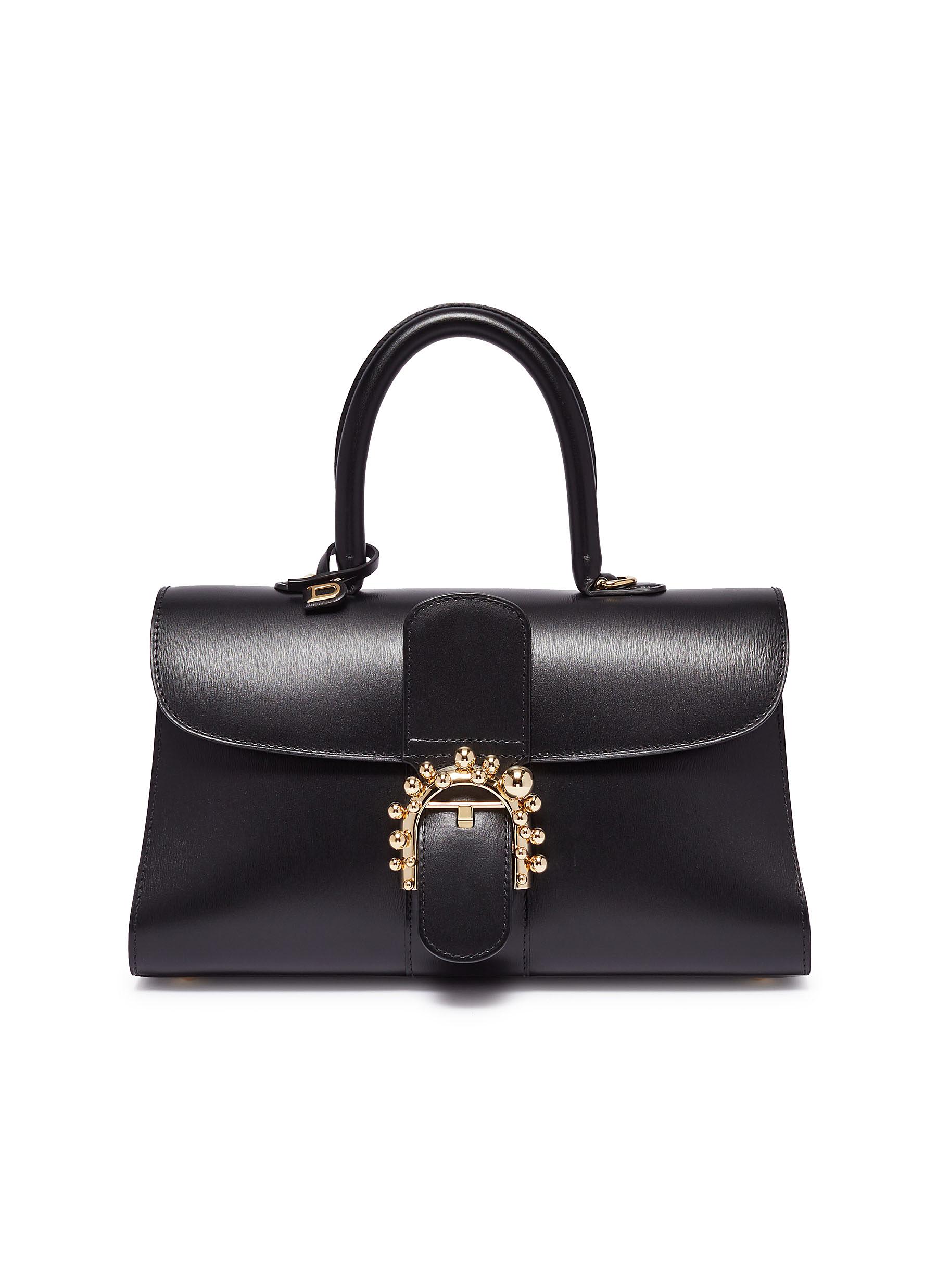 Delvaux 'brillant East West Pm' Ball Buckle Leather Satchel In 黑 