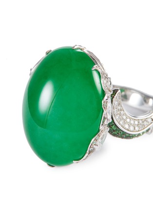 细节 - 点击放大 - SAMUEL KUNG - Diamond garnet jade 18k white gold ring