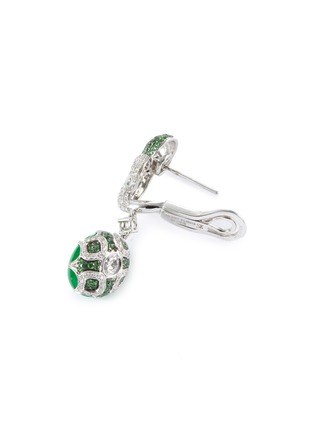 细节 - 点击放大 - SAMUEL KUNG - Diamond garnet jade 18k white gold drop earrings