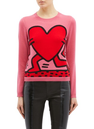 首图 - 点击放大 - ALICE + OLIVIA - x Keith Haring Foundation爱心空心小人羊毛针织衫