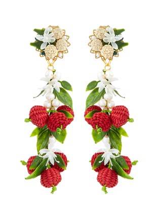 首图 - 点击放大 - MERCEDES SALAZAR - 人造珍珠立体红莓吊坠夹耳式耳环