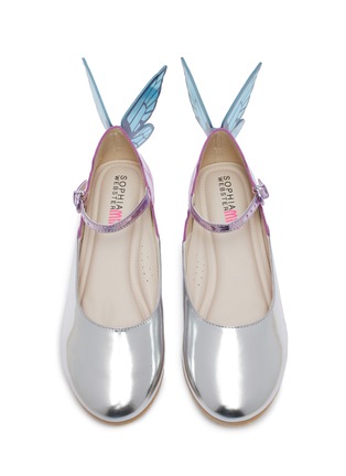 模特儿示范图 - 点击放大 - SOPHIA WEBSTER - Chiara儿童款立体蝴蝶翅膀真皮玛丽珍鞋