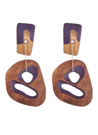 首图 - 点击放大 - ROKSANDA - Cutout wood drop earrings